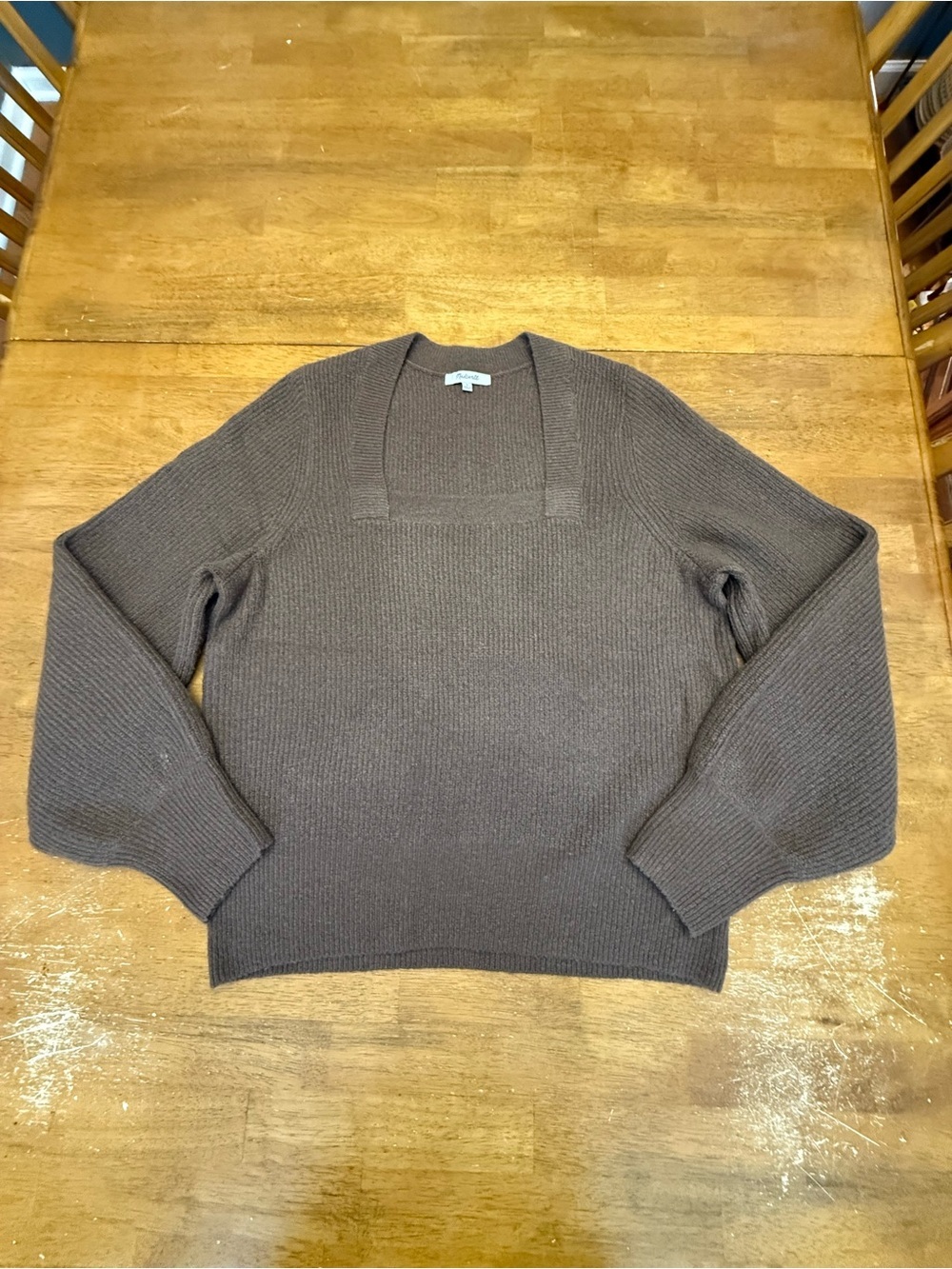 Madewell Melwood Square-Neck Pullover Sweater Brown L